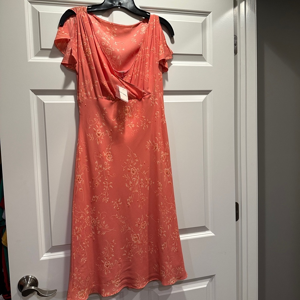 Casual Corner sz. 8 coral lined dress